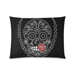 Sugar Skull Red Rose Custom Zippered Pillow Case 20"x26"(Twin Sides)