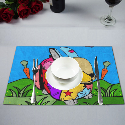Rabbit Popart by Nico Bielow Placemat 12’’ x 18’’ (Set of 6)