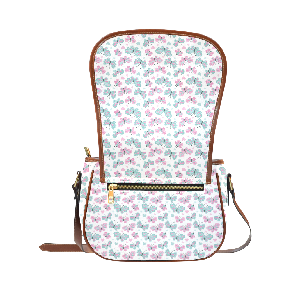 Cute Pastel Butterflies Saddle Bag/Large (Model 1649)