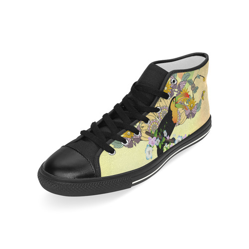 Toucan with flowers Men’s Classic High Top Canvas Shoes (Model 017)