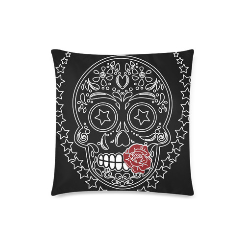 Sugar Skull Red Rose Custom Zippered Pillow Case 18"x18"(Twin Sides)