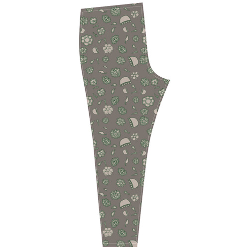 floral gray and green Cassandra Women's Leggings (Model L01)