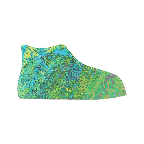 blue and green canvas high tops Women's Classic High Top Canvas Shoes (Model 017)