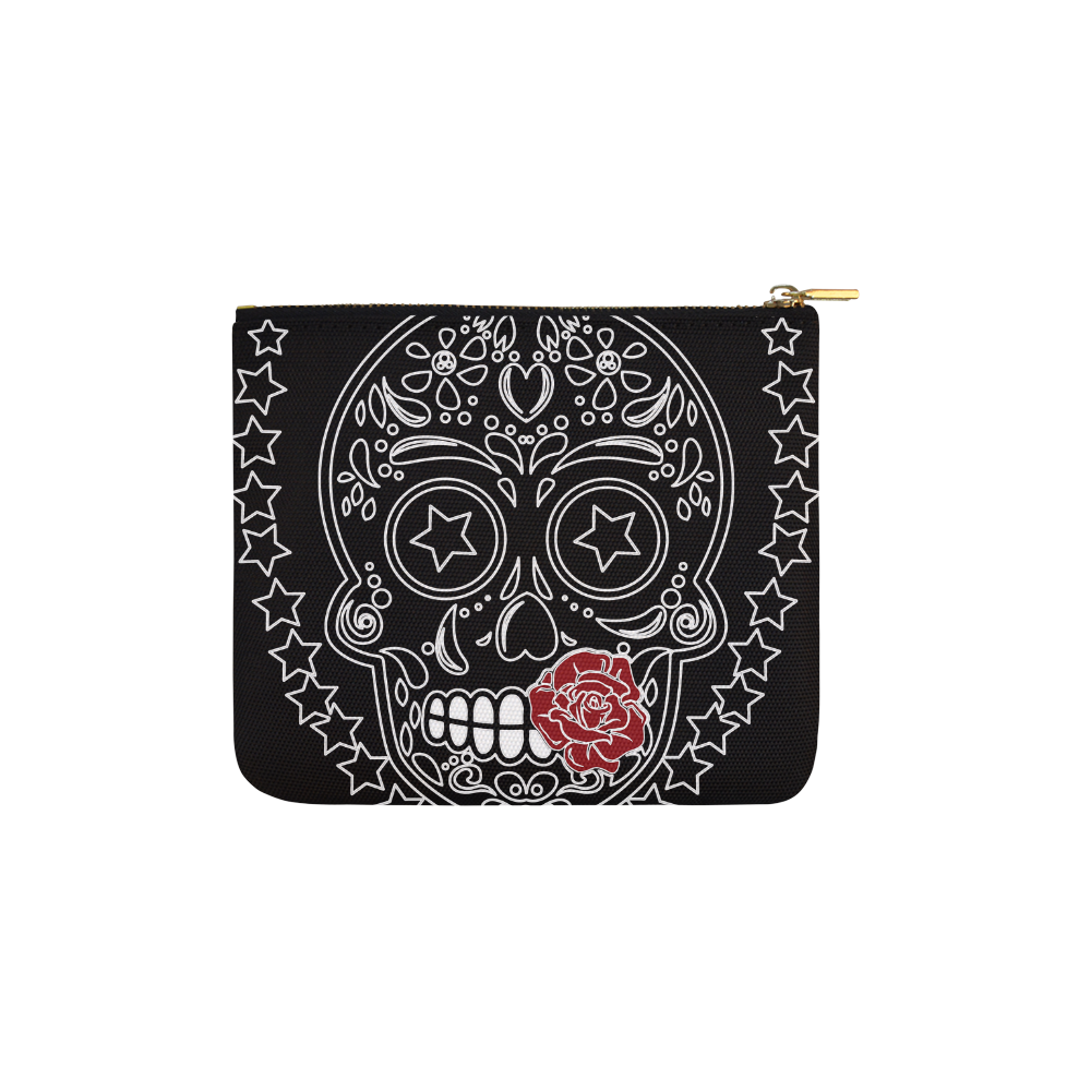 Sugar Skull Red Rose Carry-All Pouch 6''x5''