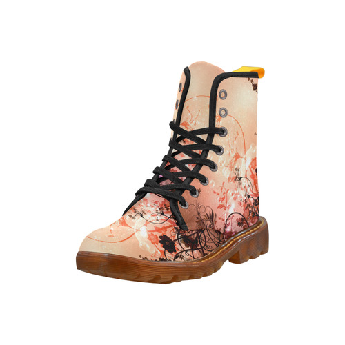Beautiful flowers on purple background Martin Boots For Women Model 1203H