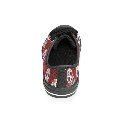 Rose Sugar Skull Low Top Canvas Shoes for Kid (Model 018)