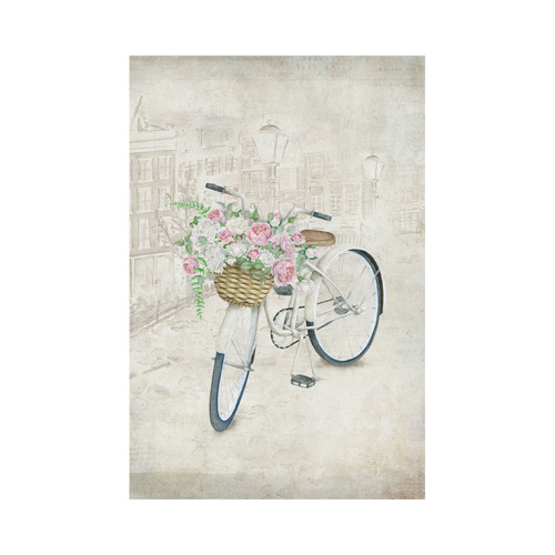 Vintage bicycle with roses basket Garden Flag 12‘’x18‘’（Without Flagpole）