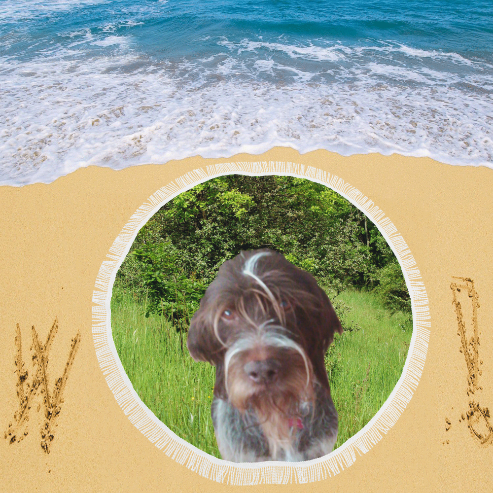 Dog Wirehaired Pointing Griffon Circular Beach Shawl 59"x 59"