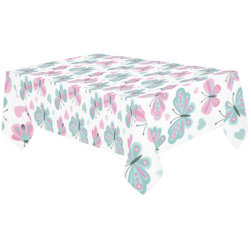 Cute Pastel Butterflies Cotton Linen Tablecloth 60"x120"