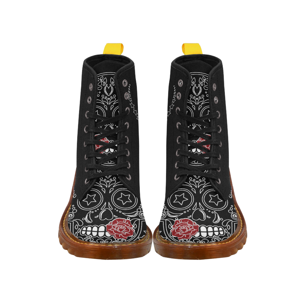 Sugar Skull Red Rose Martin Boots For Men Model 1203H