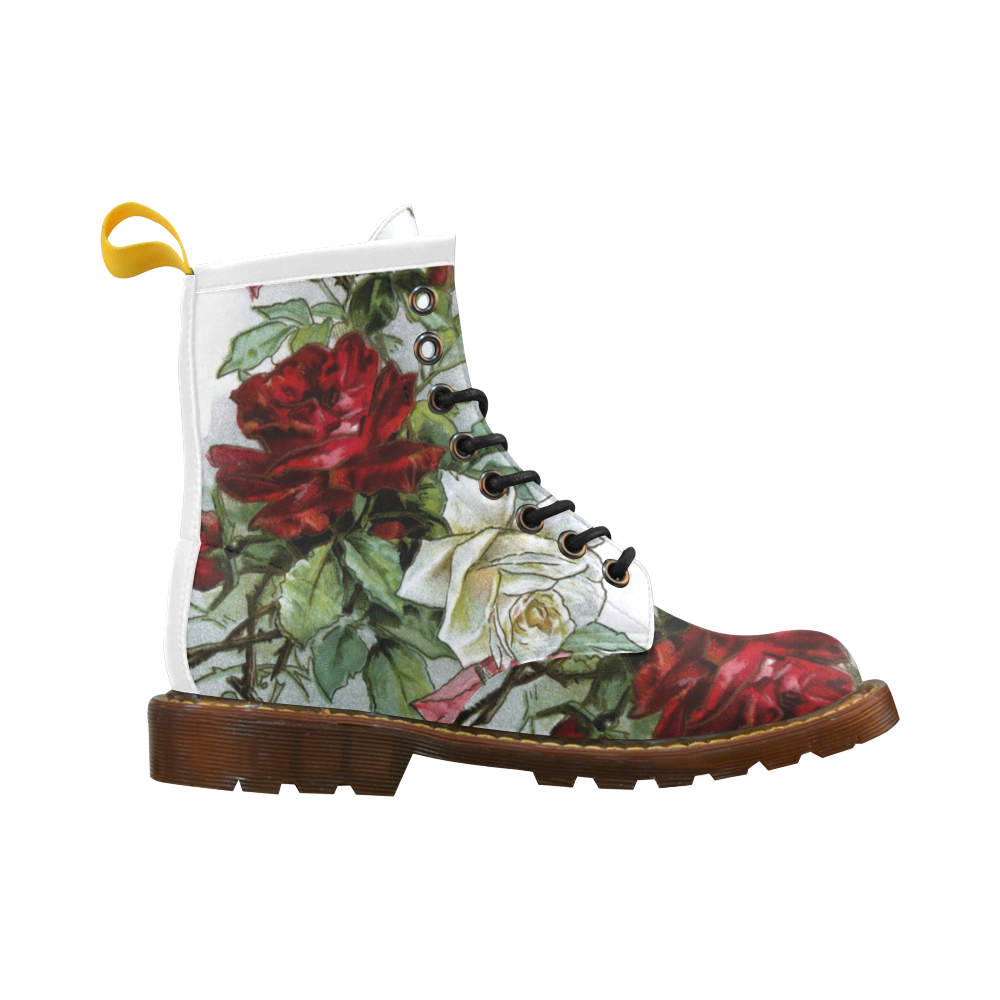 Vintage Roses Floral High Grade PU Leather Martin Boots For Women Model 402H