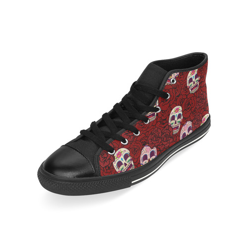 Rose Sugar Skull High Top Canvas Shoes for Kid (Model 017)