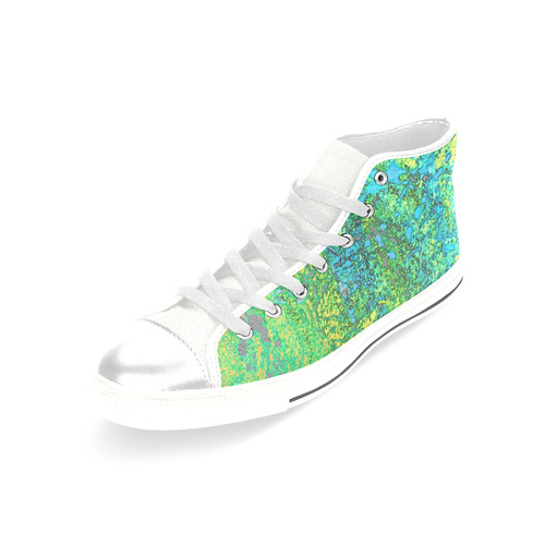 blue and green canvas high tops Women's Classic High Top Canvas Shoes (Model 017)