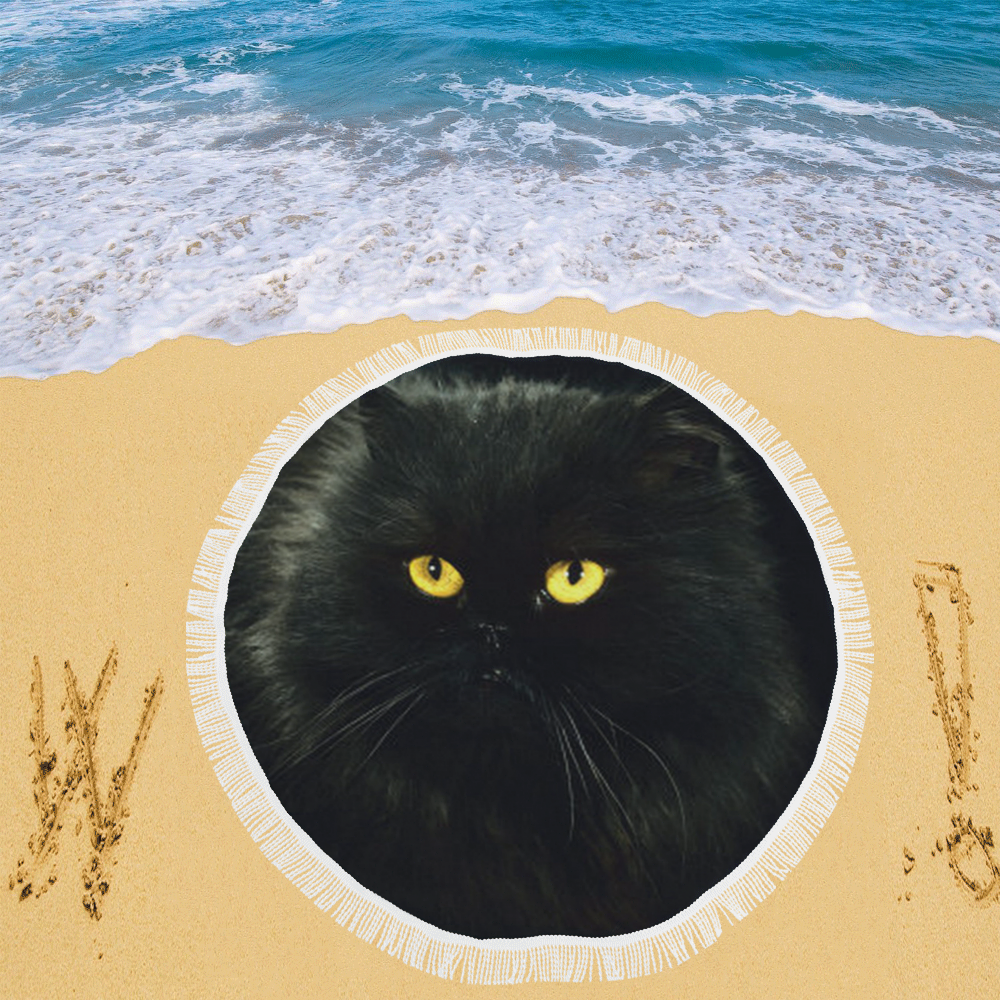 Black Cat Circular Beach Shawl 59"x 59"