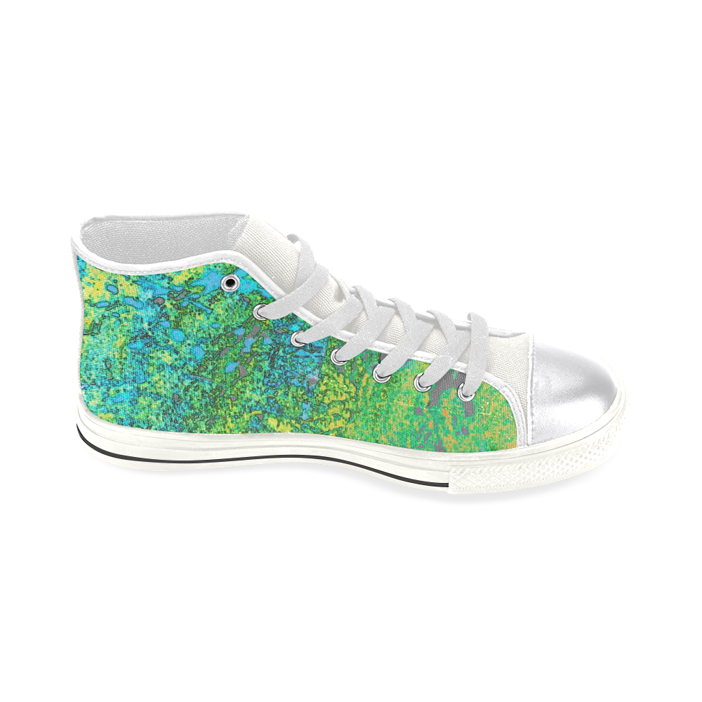 blue and green canvas high tops Women's Classic High Top Canvas Shoes (Model 017)