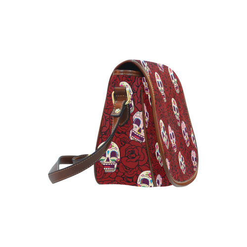 Rose Sugar Skull Saddle Bag/Small (Model 1649) Full Customization