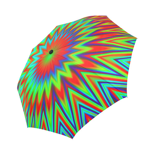 Red Yellow Blue Green Retro Psychedelic Colour Explosion Auto-Foldable Umbrella (Model U04)