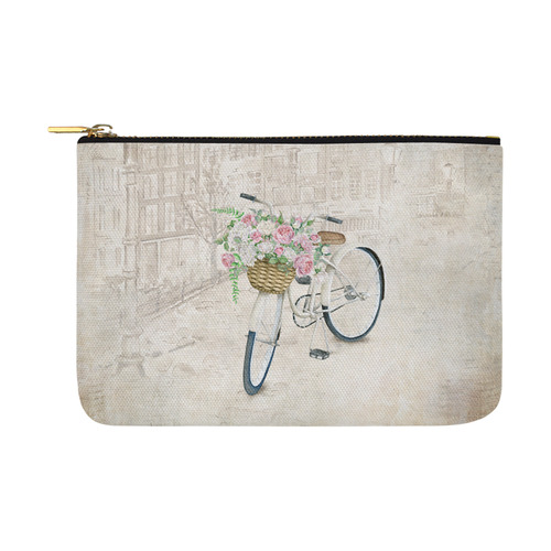 Vintage bicycle with roses basket Carry-All Pouch 12.5''x8.5''