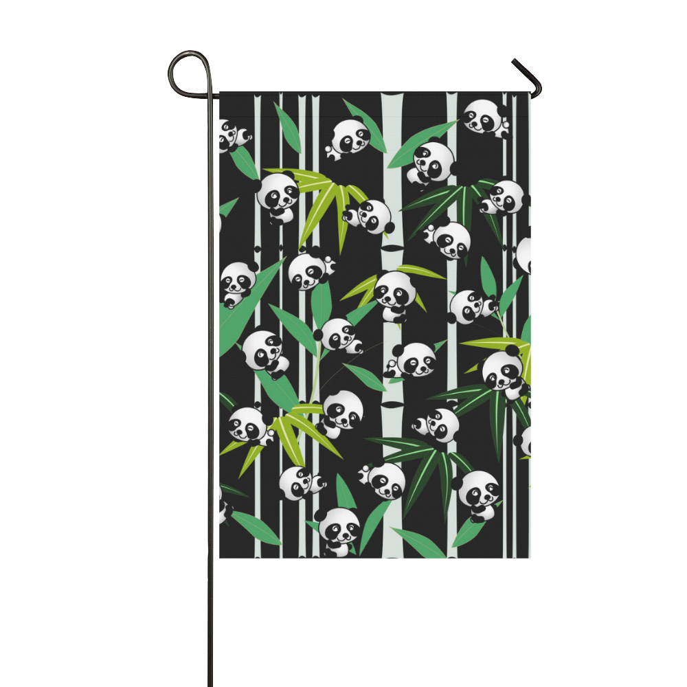 Satisfied and Happy Panda Babies on Bamboo Garden Flag 12‘’x18‘’（Without Flagpole）