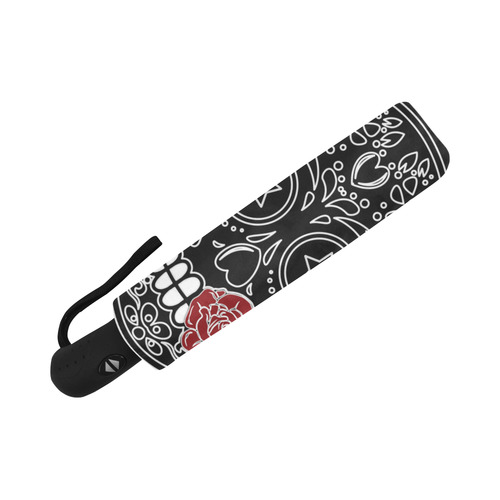 Sugar Skull Red Rose Auto-Foldable Umbrella (Model U04)