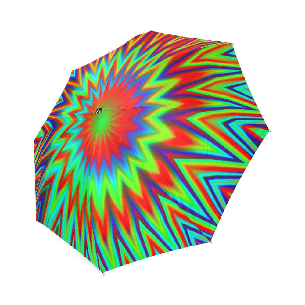Red Yellow Blue Green Retro Tie Dye Print Foldable Umbrella (Model U01)