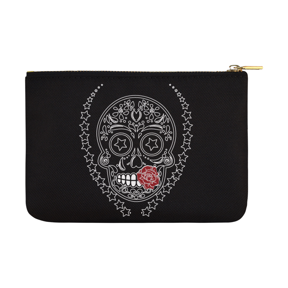 Sugar Skull Red Rose Carry-All Pouch 12.5''x8.5''
