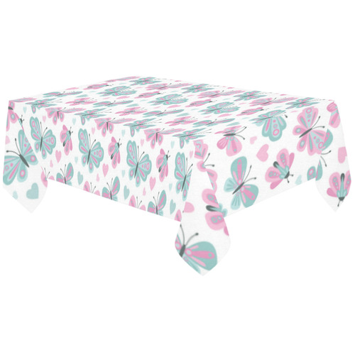 Cute Pastel Butterflies Cotton Linen Tablecloth 60"x120"