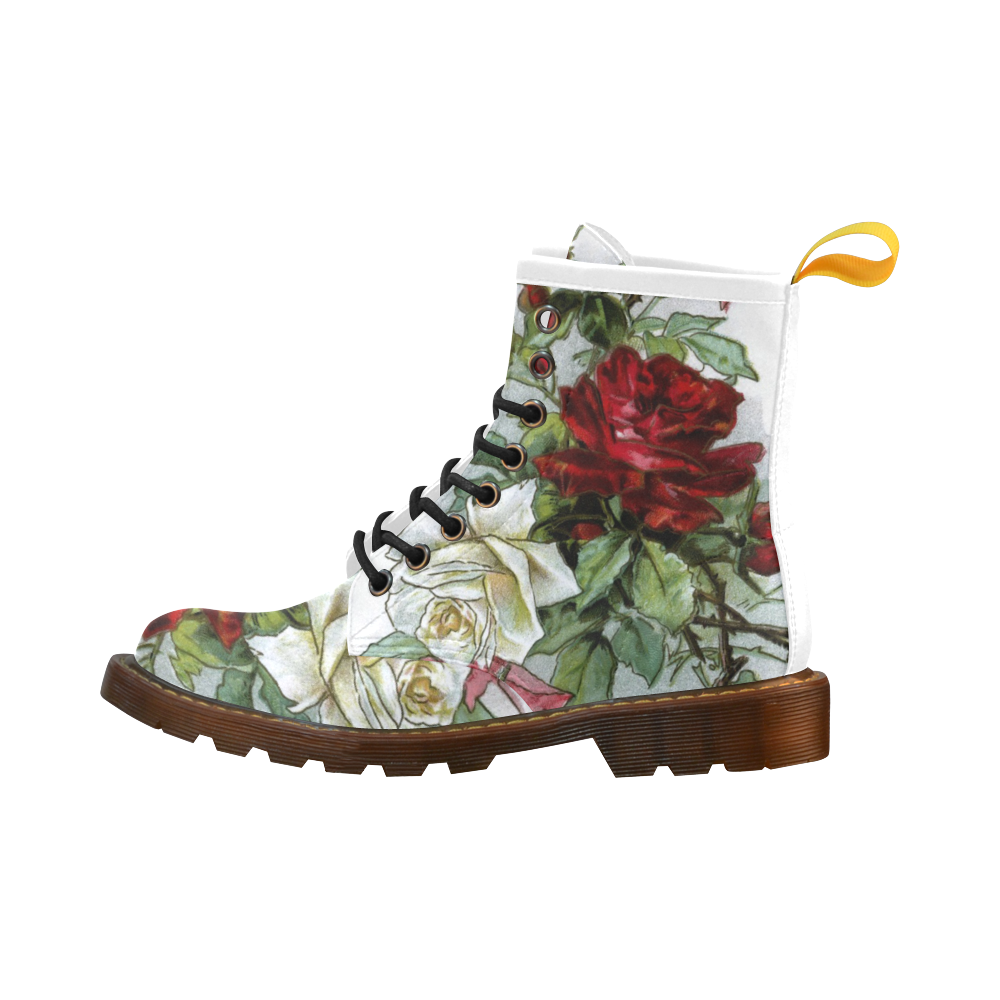 Vintage Roses Floral High Grade PU Leather Martin Boots For Women Model 402H