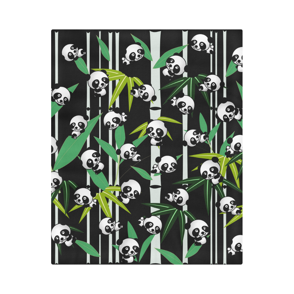 Satisfied and Happy Panda Babies on Bamboo Duvet Cover 86"x70" ( All-over-print)