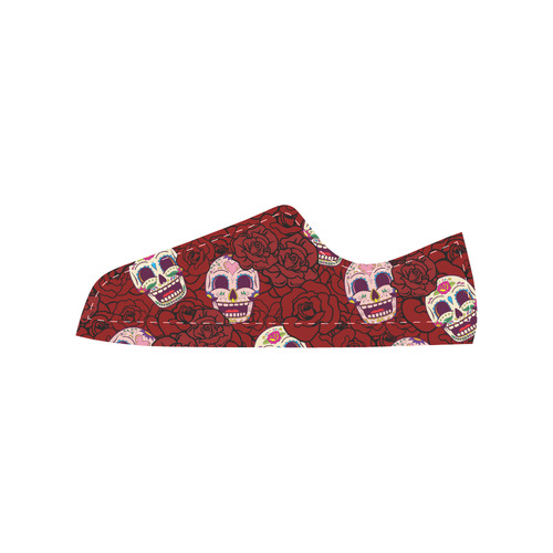 Rose Sugar Skull Men's Classic Canvas Shoes/Large Size (Model 018)