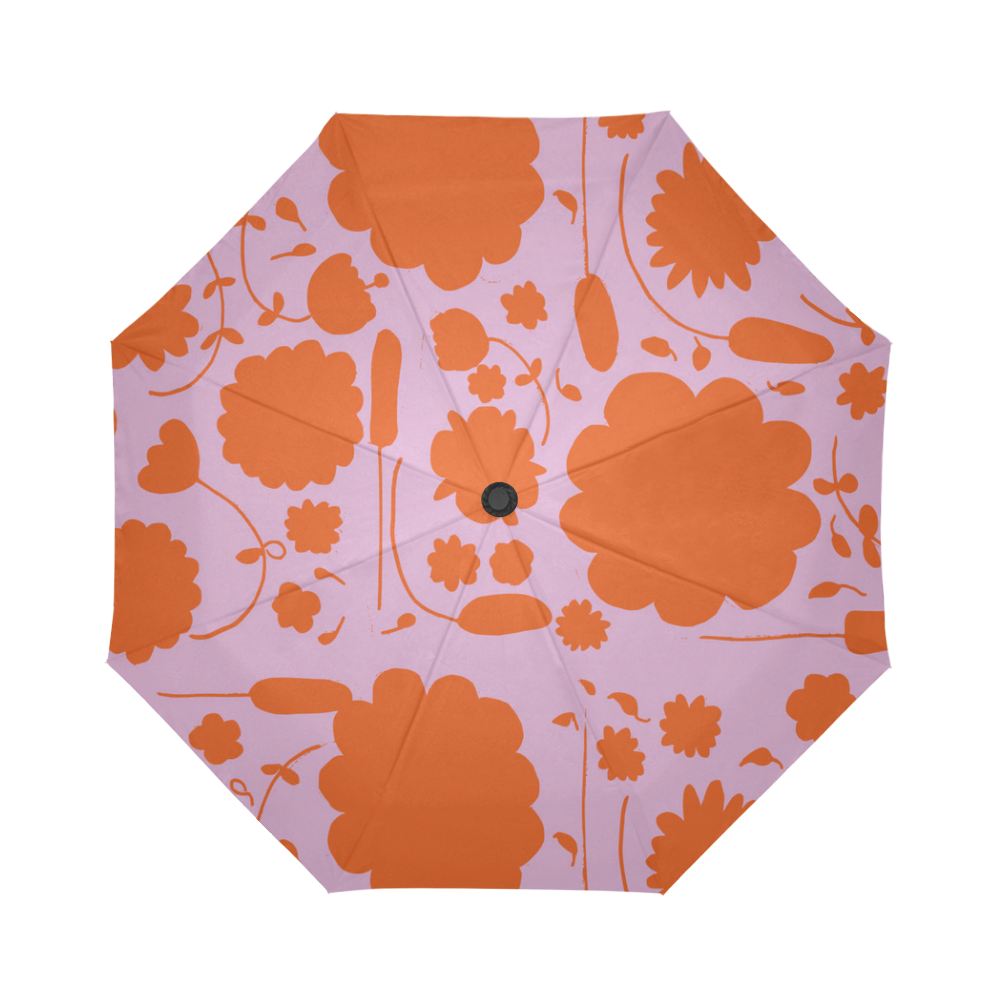 spring flower orange Auto-Foldable Umbrella (Model U04)