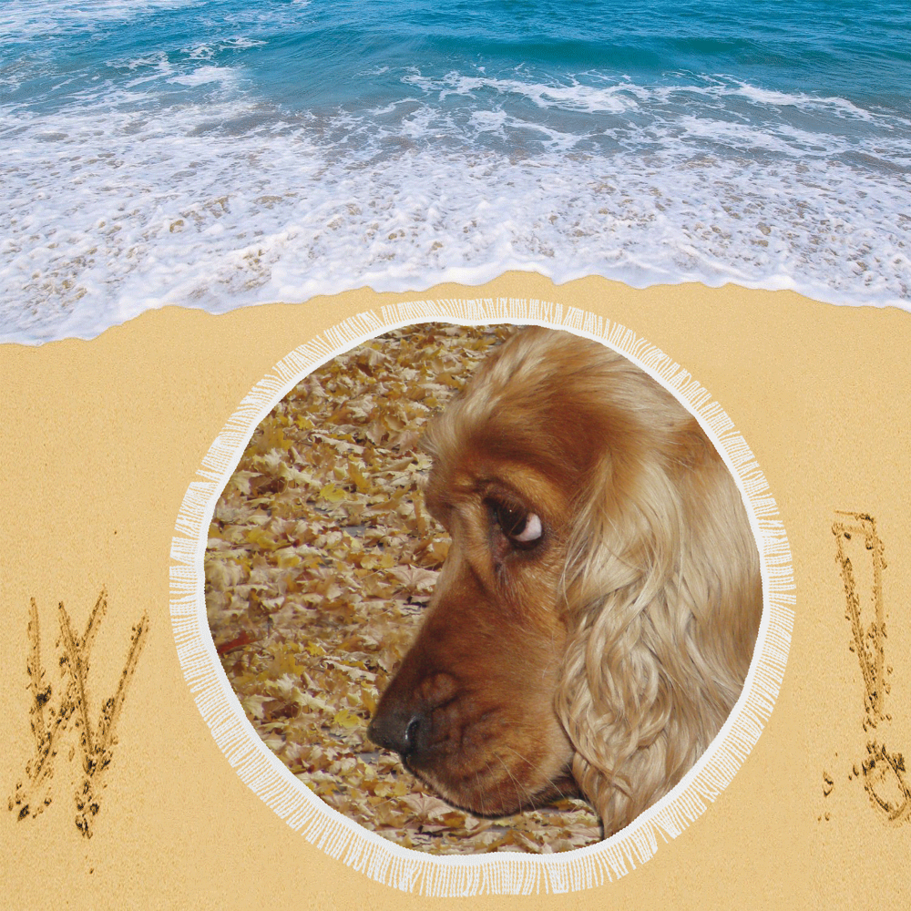 Dog Cocker Spaniel Circular Beach Shawl 59"x 59"