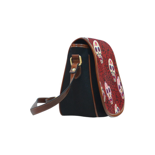 Rose Sugar Skull Saddle Bag/Small (Model 1649)(Flap Customization)