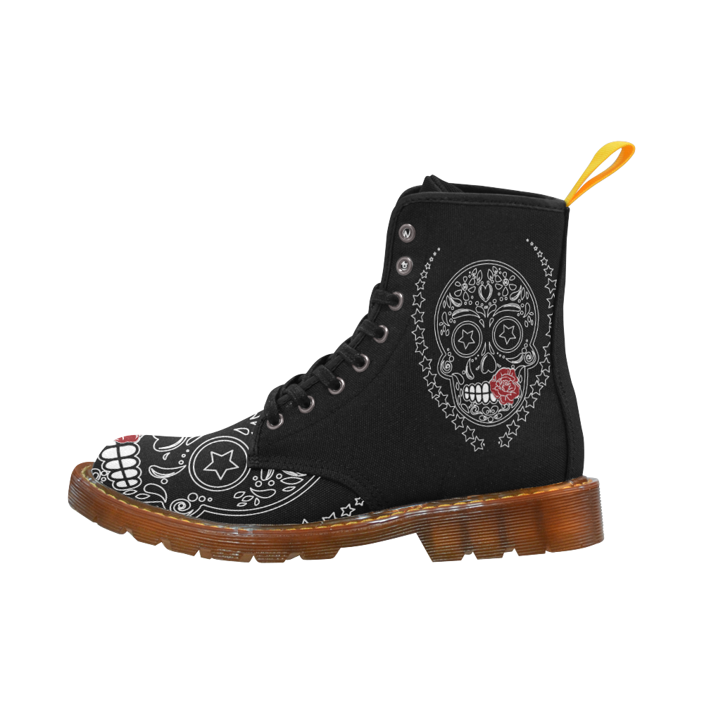 Sugar Skull Red Rose Martin Boots For Men Model 1203H