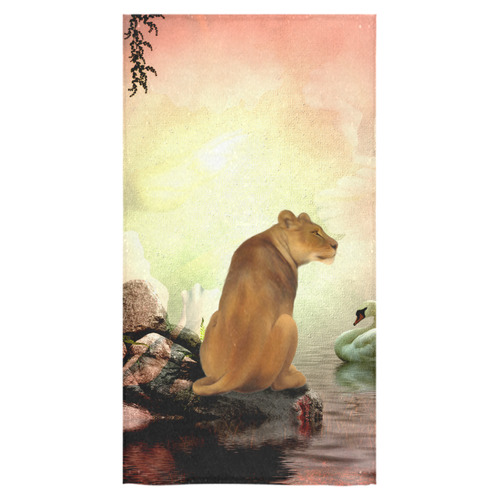 Awesome lioness in a fantasy world Bath Towel 30"x56"