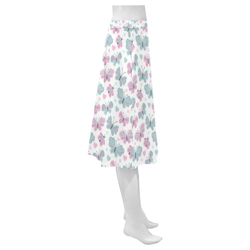 Cute Pastel Butterflies Mnemosyne Women's Crepe Skirt (Model D16)