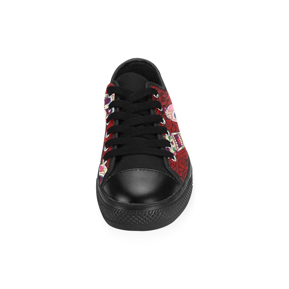 Rose Sugar Skull Men's Classic Canvas Shoes/Large Size (Model 018)