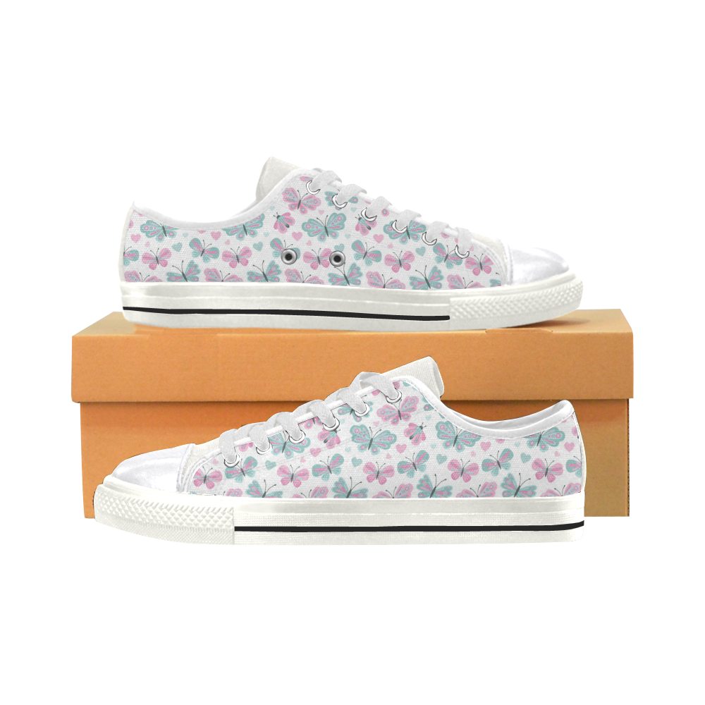 Cute Pastel Butterflies Canvas Women's Shoes/Large Size (Model 018)