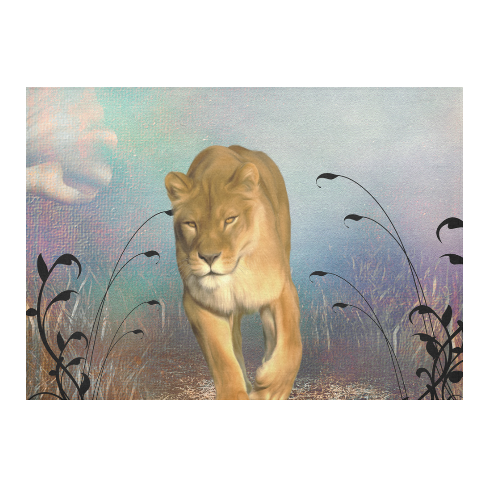 Wonderful lioness Cotton Linen Tablecloth 60"x 84"