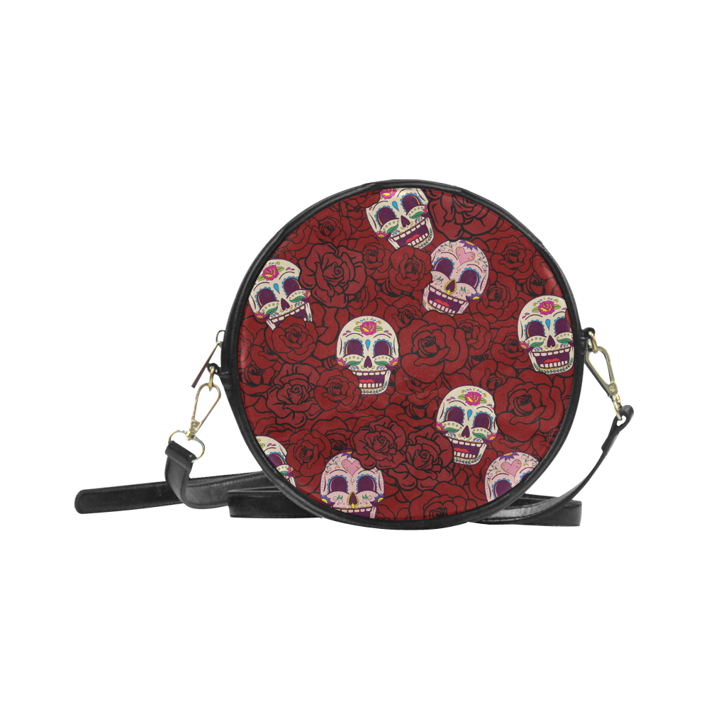 Rose Sugar Skull Round Sling Bag (Model 1647)