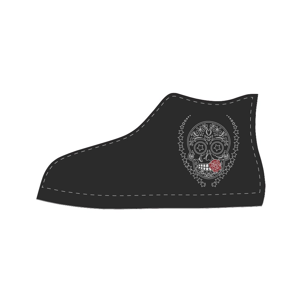 Sugar Skull Red Rose Men’s Classic High Top Canvas Shoes (Model 017)