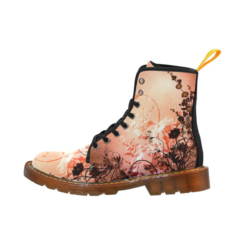 Beautiful flowers on purple background Martin Boots For Women Model 1203H