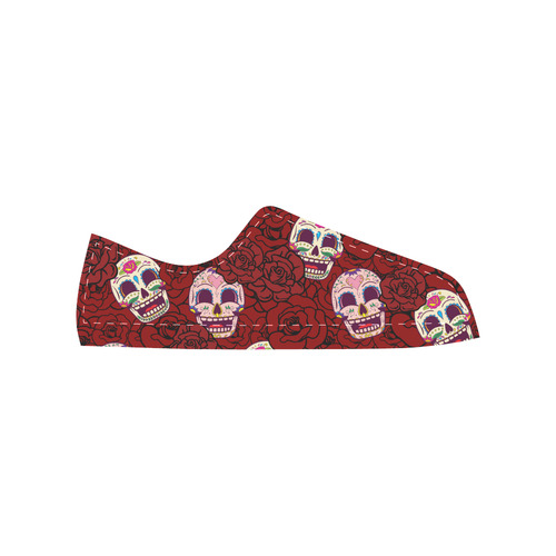 Rose Sugar Skull Men's Classic Canvas Shoes/Large Size (Model 018)