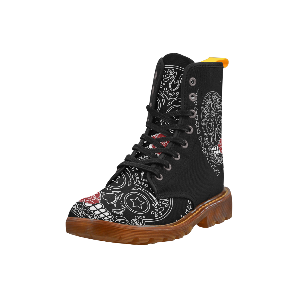 Sugar Skull Red Rose Martin Boots For Men Model 1203H