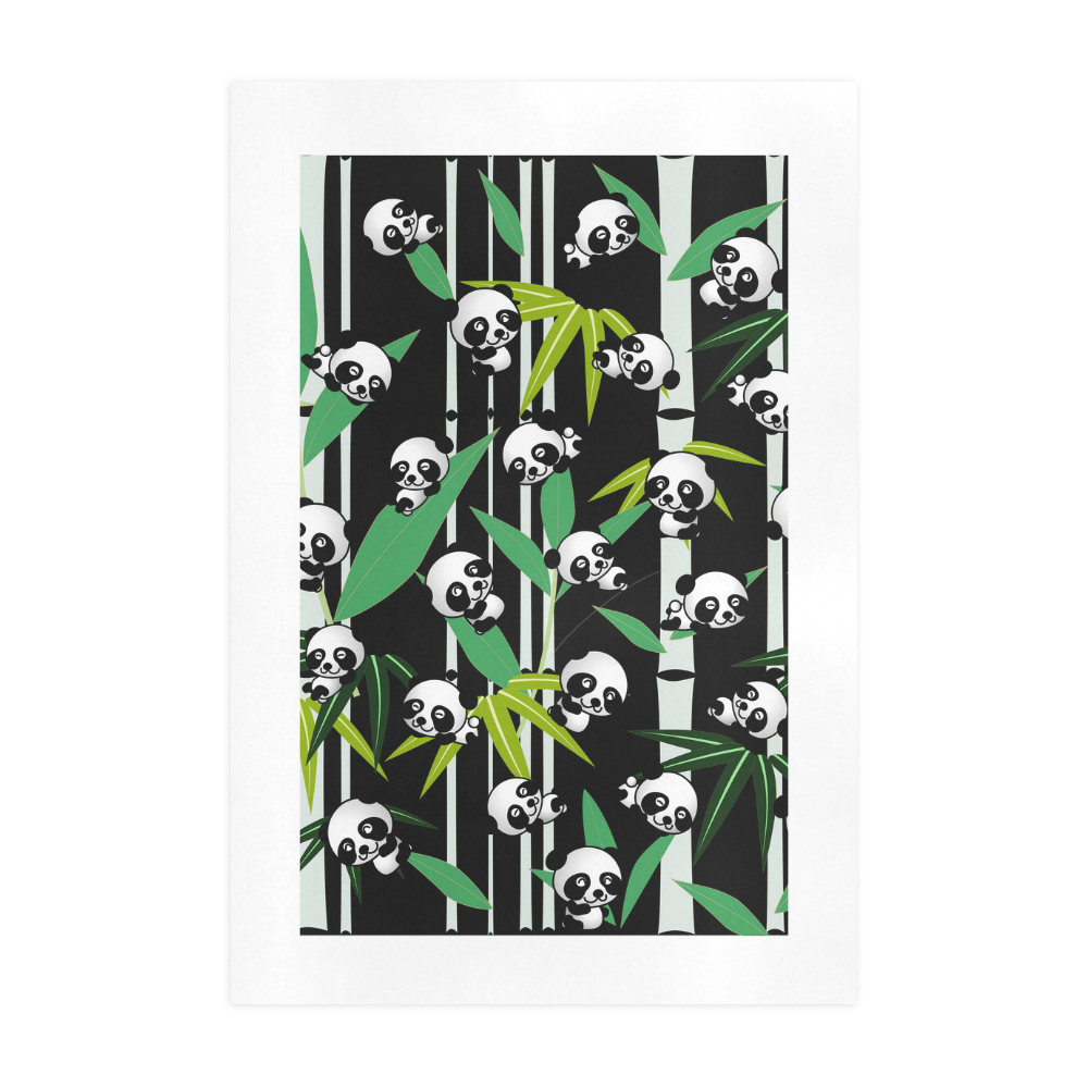 Satisfied and Happy Panda Babies on Bamboo Art Print 19‘’x28‘’