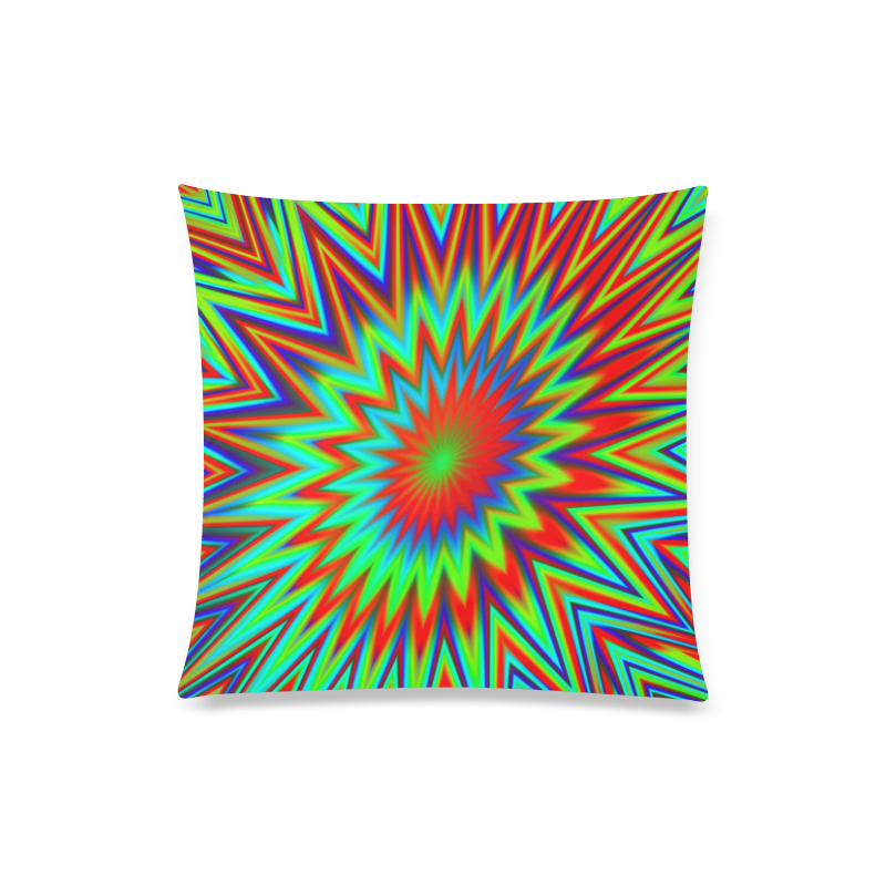 Red Yellow Blue Green Retro Psychedelic Colour Explosion Custom Zippered Pillow Case 20"x20"(Twin Sides)