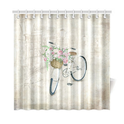 Vintage bicycle with roses basket Shower Curtain 72"x72"