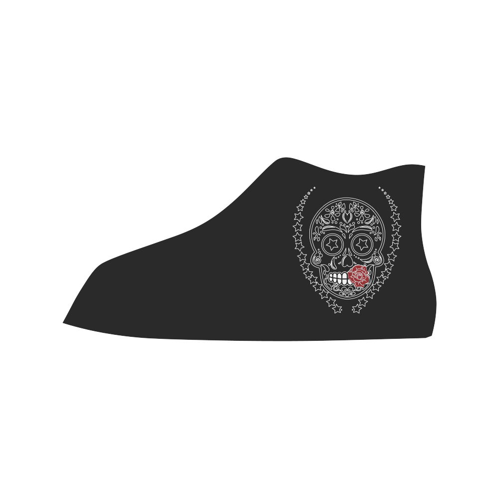 Sugar Skull Red Rose Vancouver H Women's Canvas Shoes (1013-1)