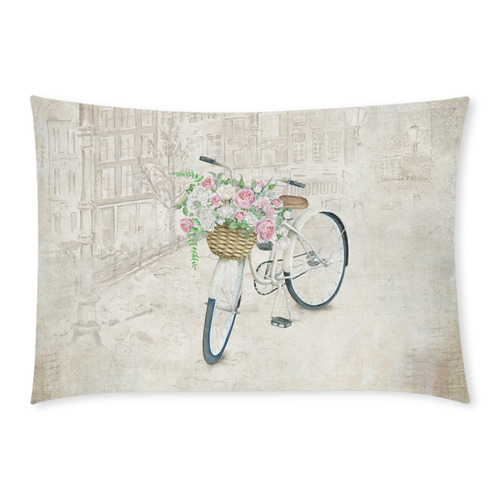 Vintage bicycle with roses basket Custom Rectangle Pillow Case 20x30 (One Side)