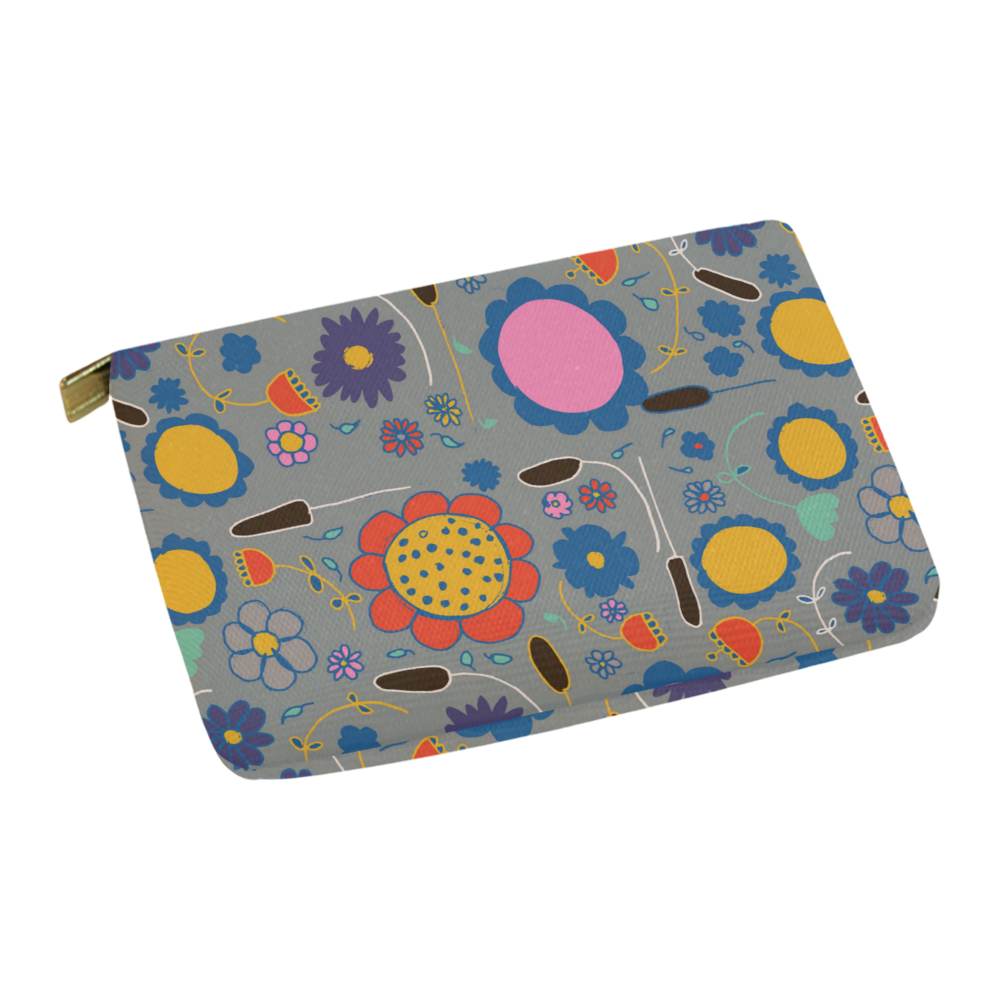 spring flower gray Carry-All Pouch 12.5''x8.5''